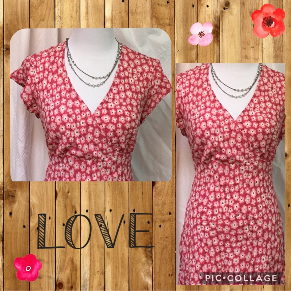 Style & Co.  Floral Pink V-Neck Blouse